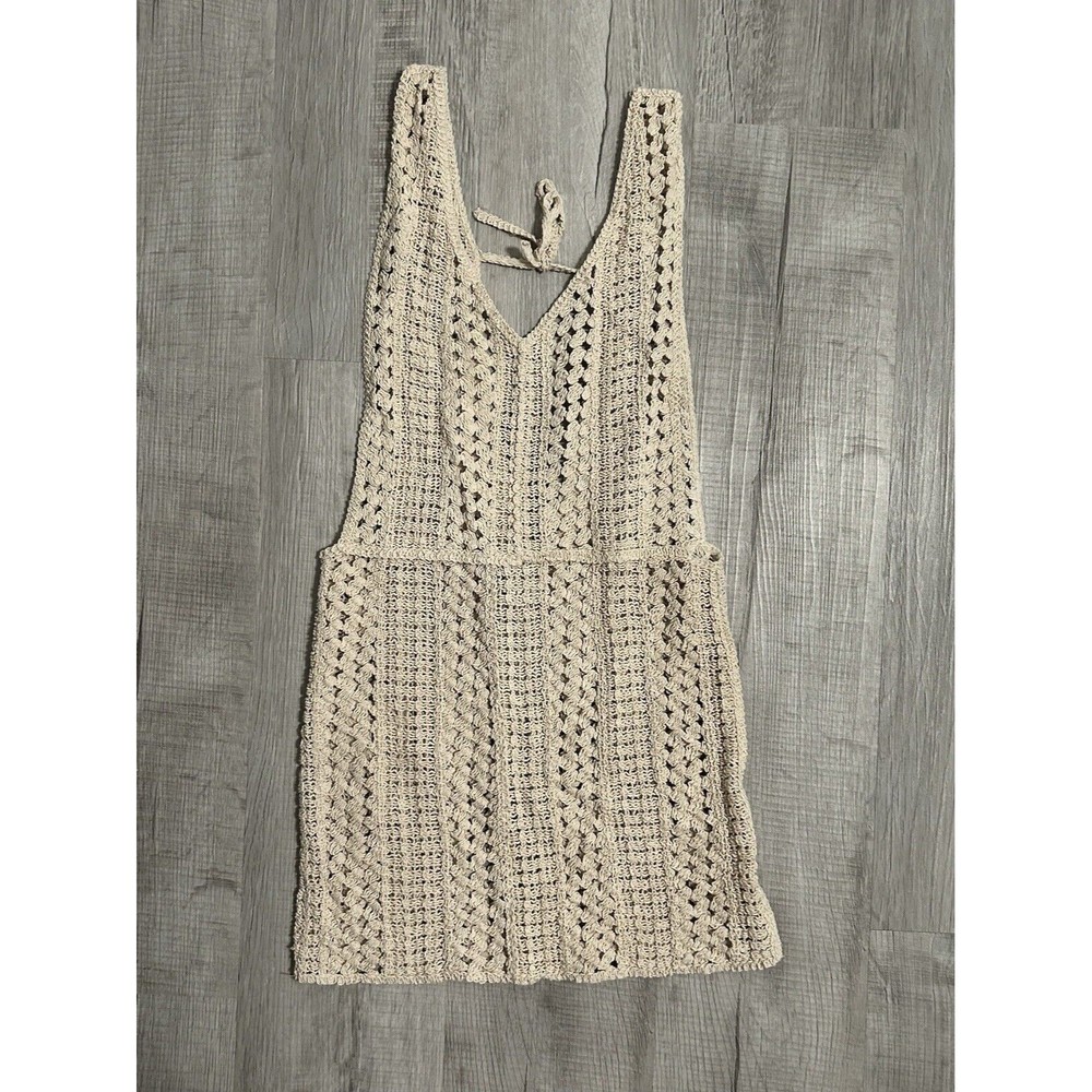 Princess Polly Crochet Mini Dress Open Back Tie Back Size S/M